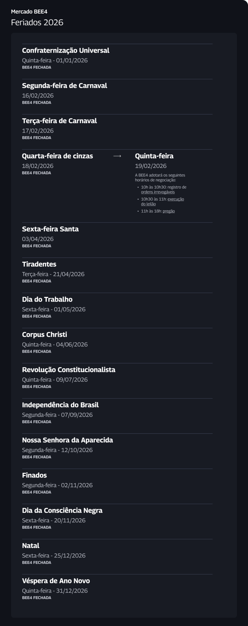 Feriados 2026